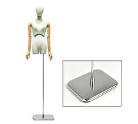 GOCHUSX Torso Femenino con Cabeza Y Cintura Giratorias, Maniquí De Exhibición para Tiendas, Maniquí De Costura, Base Metálica Ajustable(Verde,B)