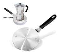Gocoffun - Placa difusora de calor para estufa de gas, placa adaptadora de inducción de acero inoxidable con mango de extracción, para utensilios de cocina, anillo de cocción a fuego lento, placa de