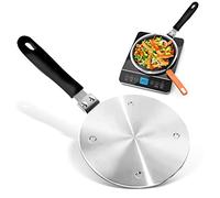 Gocoffun Placa difusora de calor para estufa de gas, placa adaptadora de inducción de acero inoxidable con mango de extracción, para utensilios de cocina, anillo de cocción a fuego lento, placa de