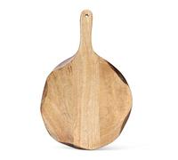 GoCraft Tabla de cortar redonda de madera | Mango madera Pizza Peel | Tabla de cortar, preparación, servir | Plato de charcuterie - 40,6 x 28 cm