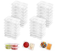 GOCUODE 30 Piezas Contenedor Snack Doble Compartimento 130ml, Reutilizable Antifugas para Salsas, Dips y Carameles, Seguro y Congelador, Ideal para Viaje, Oficina (30 Piezas)