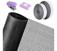 GOCUODE Tela Mosquitera Fibra de Vidrio 120x250 cm, DIY Malla Ajustable Sin Perforación para Ventanas y Puertas, Recortable y Enrollable, Para Ventana Sala de Estar Dormitorio Patio Balcón (Negro)