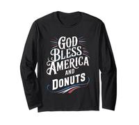 God Bless America and Donuts Patriotic Dessert Pride Manga Larga