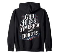 God Bless America and Donuts Patriotic Dessert Pride Sudadera con Capucha