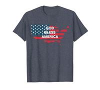 God Bless America Bandera Americana Estados Unidos País de Estados Unidos Camiseta, Hombre, Azul Jaspeado, S