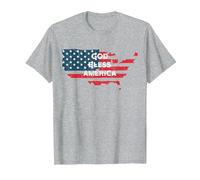 God Bless America Bandera Americana Estados Unidos País de Estados Unidos Camiseta, Hombre, Gris Jaspeado, S