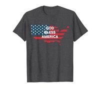 God Bless America Bandera Americana Estados Unidos País de Estados Unidos Camiseta, Hombre, Jaspeado Oscuro, S