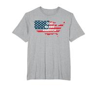 God Bless America Bandera Americana Estados Unidos País de Estados Unidos Camiseta, Hombre Tallas Grandes, Gris Jaspeado, 6X Alto