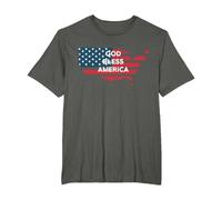 God Bless America Bandera Americana Estados Unidos País de Estados Unidos Camiseta, Hombre Tallas Grandes, Asfalto, 2X Alto
