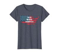 God Bless America Bandera Americana Estados Unidos País de Estados Unidos Camiseta, Mujer, Azul Jaspeado, S