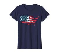 God Bless America Bandera Americana Estados Unidos País de Estados Unidos Camiseta, Mujer, Azul Marino, S