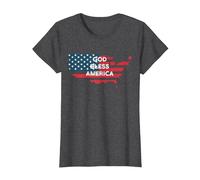 God Bless America Bandera Americana Estados Unidos País de Estados Unidos Camiseta, Mujer, Jaspeado Oscuro, S