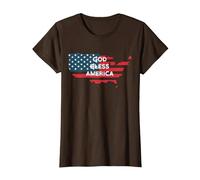 God Bless America Bandera Americana Estados Unidos País de Estados Unidos Camiseta, Mujer, Marrón, S