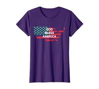 God Bless America Bandera Americana Estados Unidos País de Estados Unidos Camiseta, Mujer, Morado, S