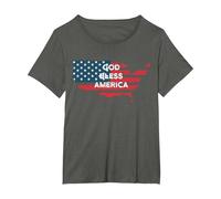 God Bless America Bandera Americana Estados Unidos País de Estados Unidos Camiseta, Mujer Tallas Grandes, Asfalto, 4XL Grande