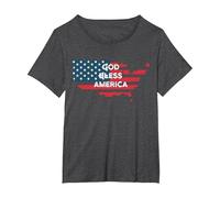 God Bless America Bandera Americana Estados Unidos País de Estados Unidos Camiseta, Mujer Tallas Grandes, Jaspeado Oscuro, 6XL Grande