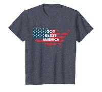 God Bless America Bandera Americana Estados Unidos País de Estados Unidos Camiseta, Niños, Azul Jaspeado, 12 años