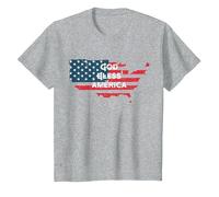 God Bless America Bandera Americana Estados Unidos País de Estados Unidos Camiseta, Niños, Gris Jaspeado, 6 años