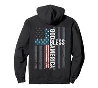 God Bless America, Bandera patriótica Cristiana de Estados Unidos (Back) Sudadera con Capucha