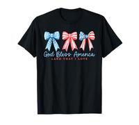 God Bless America Coquette Bow Jesus Patriotic 4 de julio Camiseta