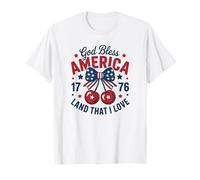 God Bless America Land That I Love 1776 Cerezas del 4 de julio Camiseta