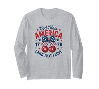 God Bless America Land That I Love 1776 Cerezas del 4 de julio Manga Larga
