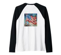 God Bless America Land That I Love US Flag Pintura artística Camiseta Manga Raglan