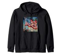 God Bless America Land That I Love US Flag Pintura artística Sudadera con Capucha