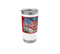 God Bless America Land That I Love US flag pintura artística Vaso térmico de acero inoxidable de doble pared