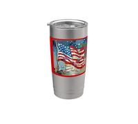 God Bless America Land That I Love US flag pintura artística Vaso térmico de acero inoxidable de doble pared