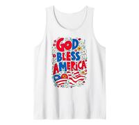 God Bless America Patriotic USA Flag Christian 4 of July Camiseta sin Mangas