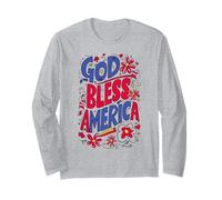 God Bless America Patriotic USA Flag Christian 4 of July Manga Larga