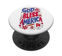 God Bless America Patriotic USA Flag Christian 4 of July PopSockets PopGrip Adhesivo