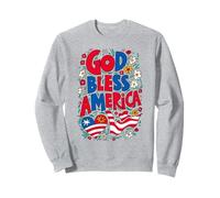 God Bless America Patriotic USA Flag Christian 4 of July Sudadera