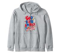 God Bless America Patriotic USA Flag Christian 4 of July Sudadera con Capucha