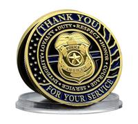 God Bless The Police Challenge Coin - Moneda de metal dorado con texto en inglés "Thank You for Your Service", colección de medallones