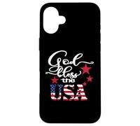 God Bless The USA 4th of July Patriotic US Flag Carcasa para iPhone 16 Plus