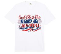 God Bless The USA - Bandera patriótica Estadounidense del 4 de Julio Comfort Colors Adult Heavyweight T-Shirt
