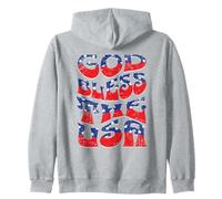 God Bless The USA Patriotic Retro Font Diseño Envejecido Sudadera con Capucha