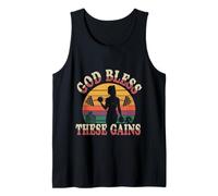 God Bless These Gains Culturismo muscular |--- Camiseta sin Mangas