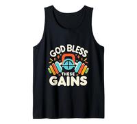 God Bless These Gains Culturismo muscular |- Camiseta sin Mangas