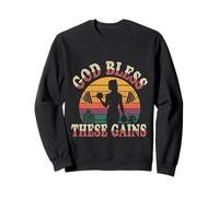 God Bless These Gains Culturismo muscular |--- Sudadera