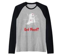 God Blood ? Ghost Nurse Funny Halloween Costume Camiseta Manga Raglan