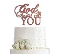 God Dame You Decoración para tarta para bodas, compromisos, bodas, fiestas de matrimonio, purpurina de oro rosa de doble cara