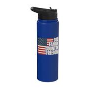 God Family Country Freedom - Patriótico 4 de julio Stainless Steel Insulated Water Bottle