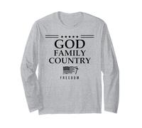 God Family Country Freedom Sign US Flag Make Heaven Crowded Manga Larga