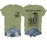 God Family Country in That Order - Camisa cristiana con bandera americana para hombre y mujer, Verde-V, XXL