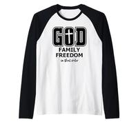 God Family Country In That Order Its All About Jesus Freedom Camiseta Manga Raglan