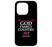 God Family Country US Flag Christian Saying Freedom Jesus Carcasa para iPhone 15 Pro