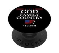 God Family Country US Flag Christian Saying Freedom Jesus PopSockets PopGrip Adhesivo